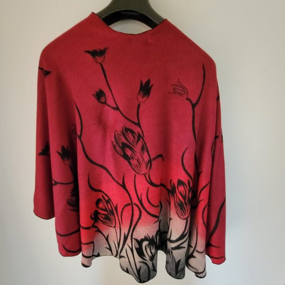 Rapti Fashion Reversible 100% Cashmere Buckle Shawl. Black & Red. Handmade. RF21 - Picture 7 of 9